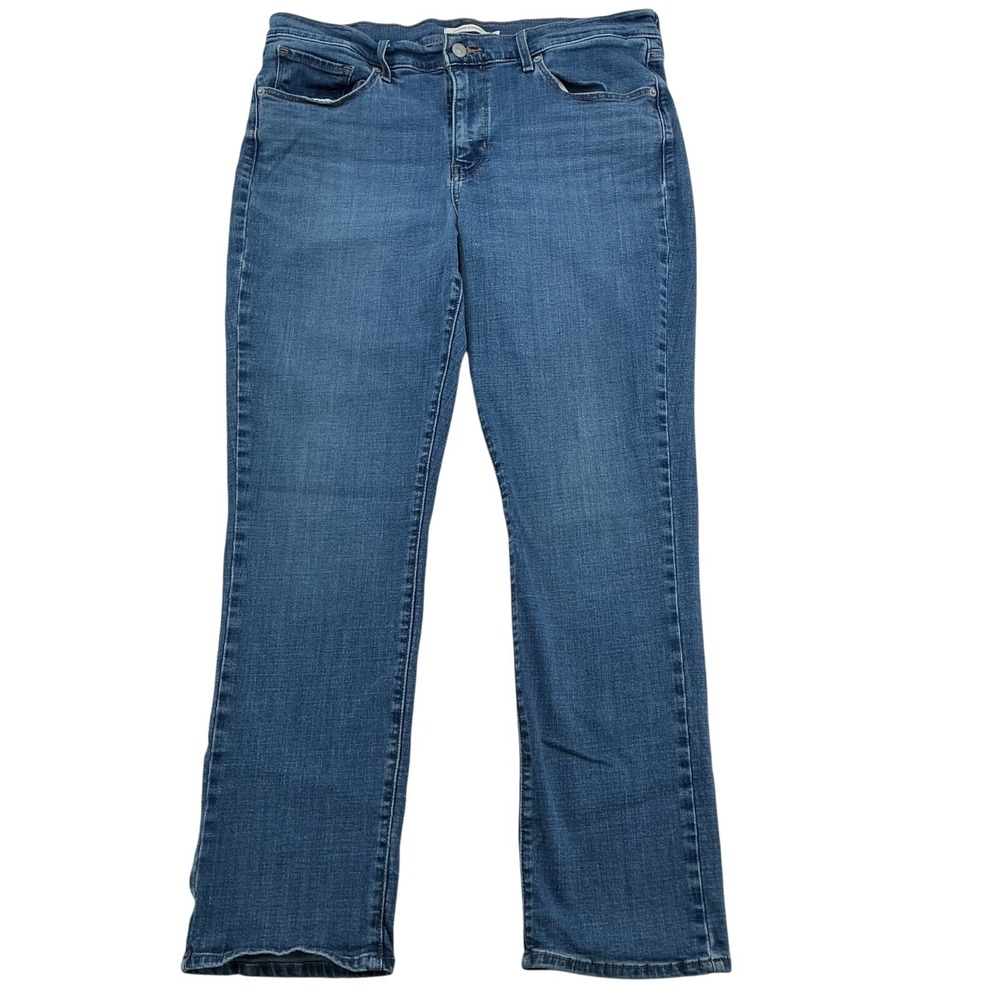 Levi's Classic Straight Jeans Womens 14W 32 Blue Medium Wash Stretch Normcore